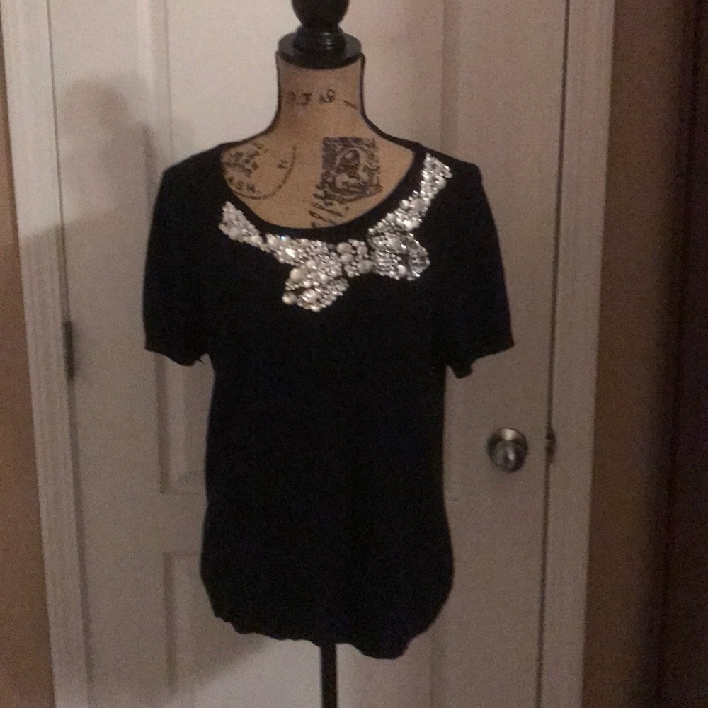 Short sleeve bow sweater